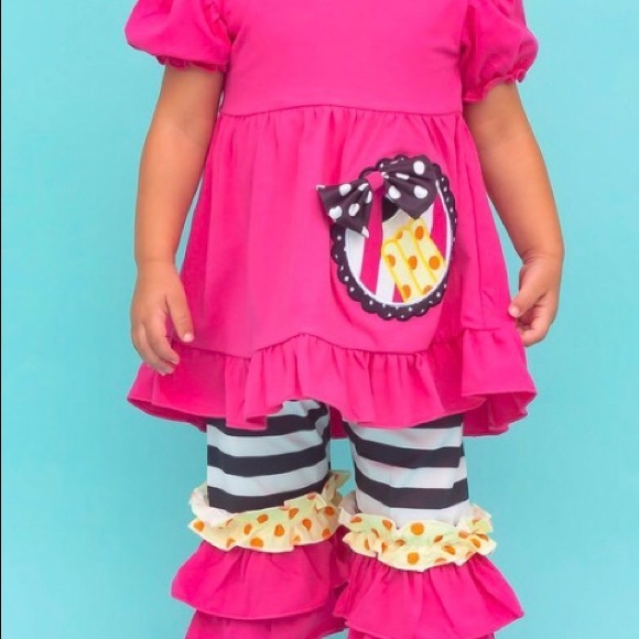 Girls Boutique Pink 2pc School Theme Outfit - Picture 2 of 2